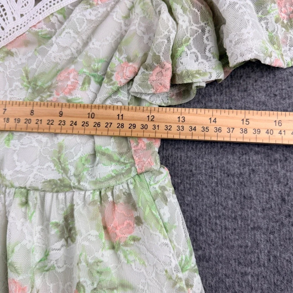 Disney Princess Floral Lace Off Shoulder Womens S Dress White Green Crochet Trim - Picture 6 of 8